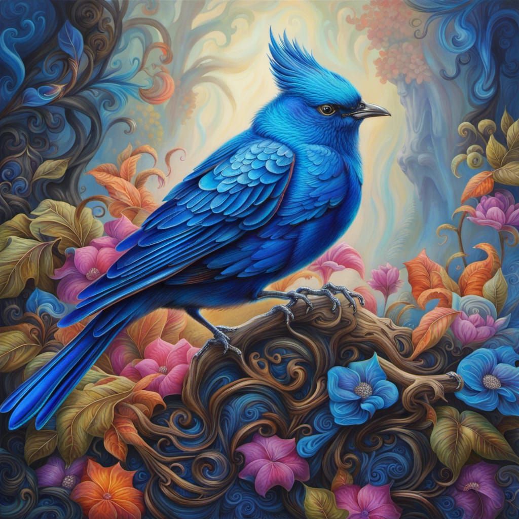 A Very Royal Blue Bird 2 - AI Generated Artwork - NightCafe Creator