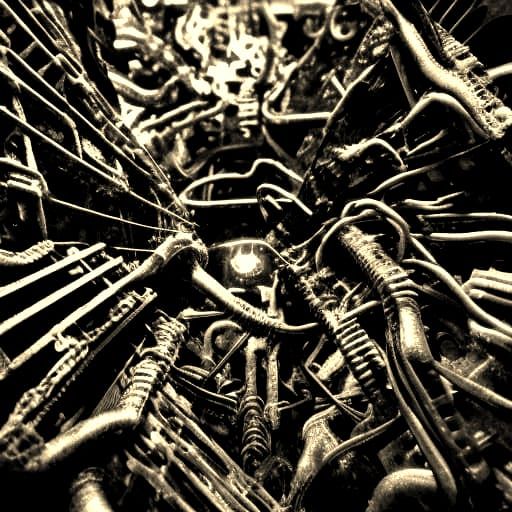 Nightmarish Biomechanical World of Fused Flesh and Machinery