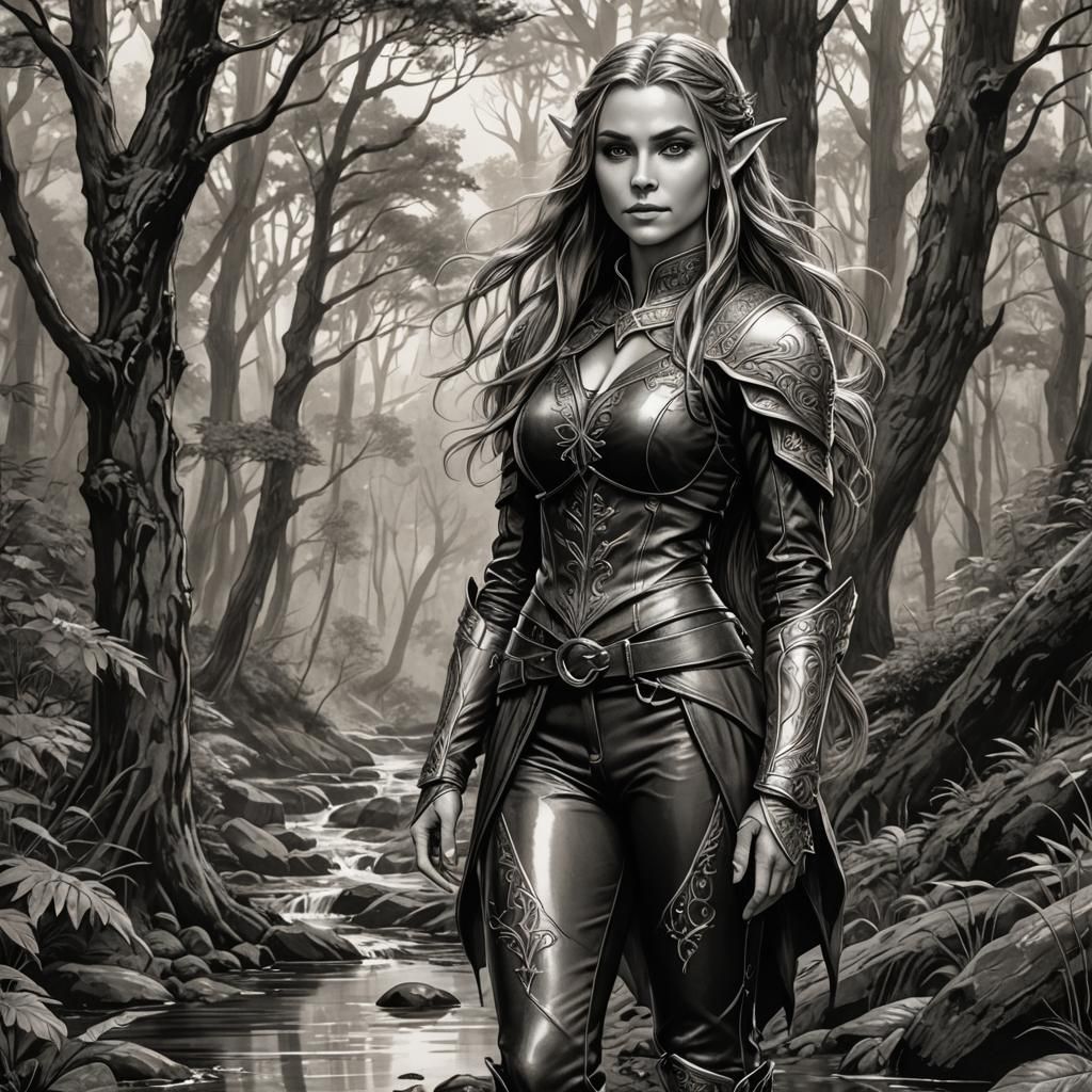 Female elf creekside