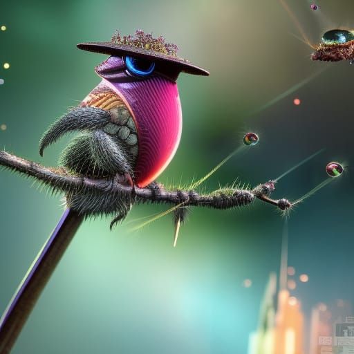 Cute Cartoon bug with big eyes  , Energetic power fields,  d...