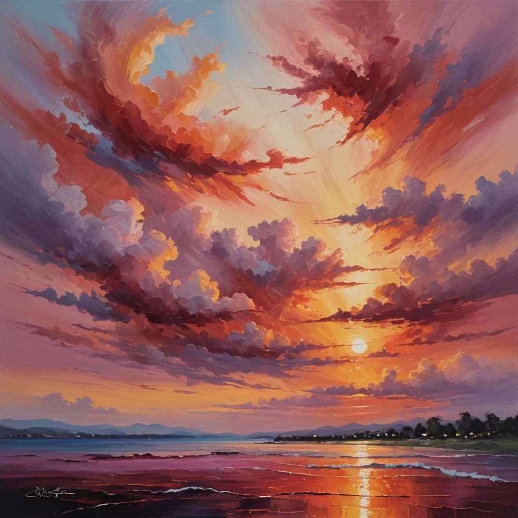 A mesmerizing sunset sky saturated with hues of love, each strike of color blending seamlessly into the ...  by @Nednut4362