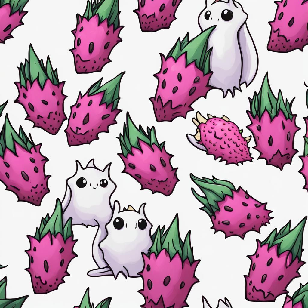 dragonfruits with ghostly dragons coming from them