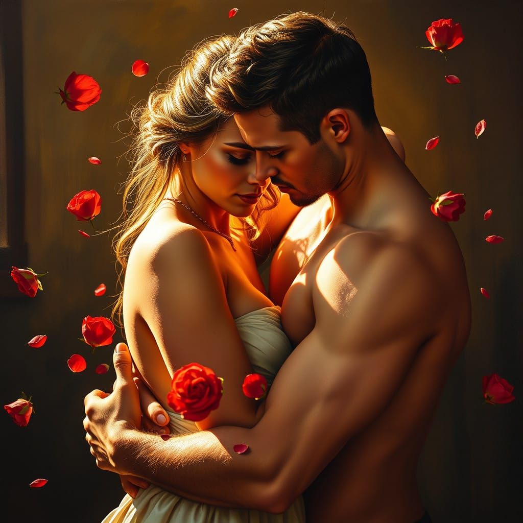 Intimate Love Scene in 17th-Century Flemish Style