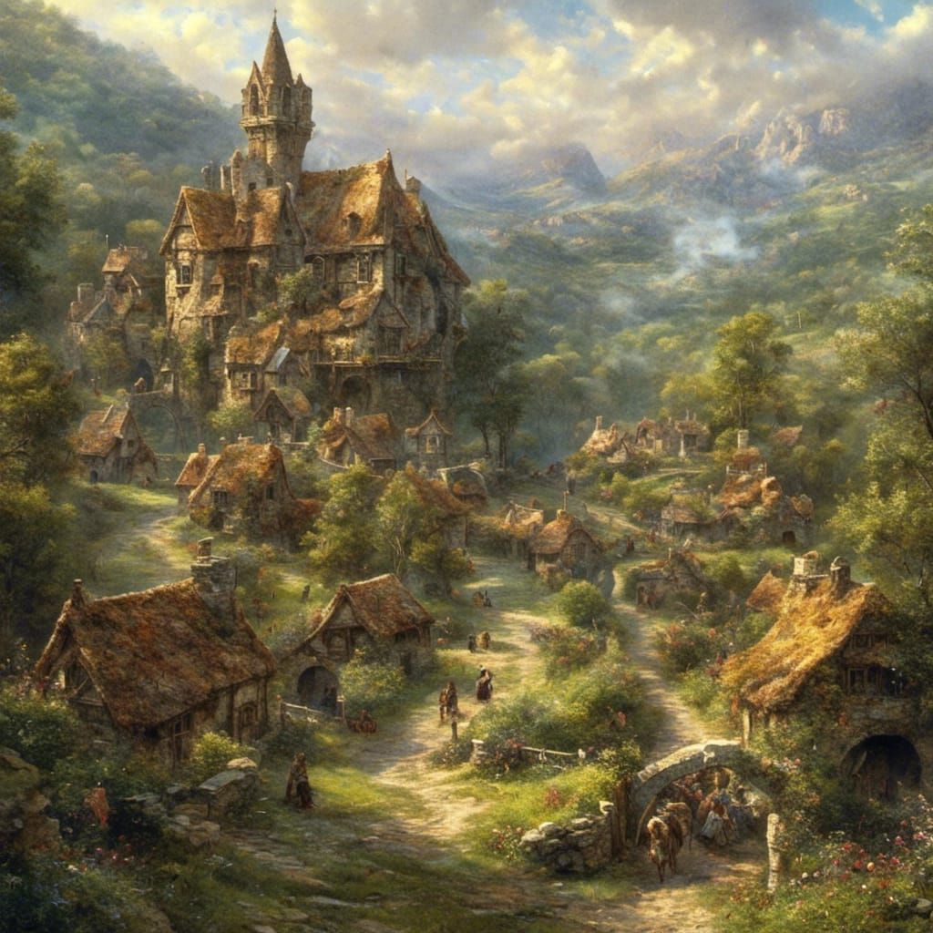 fantasy, the town<lora:Light Fantasy:1.0>