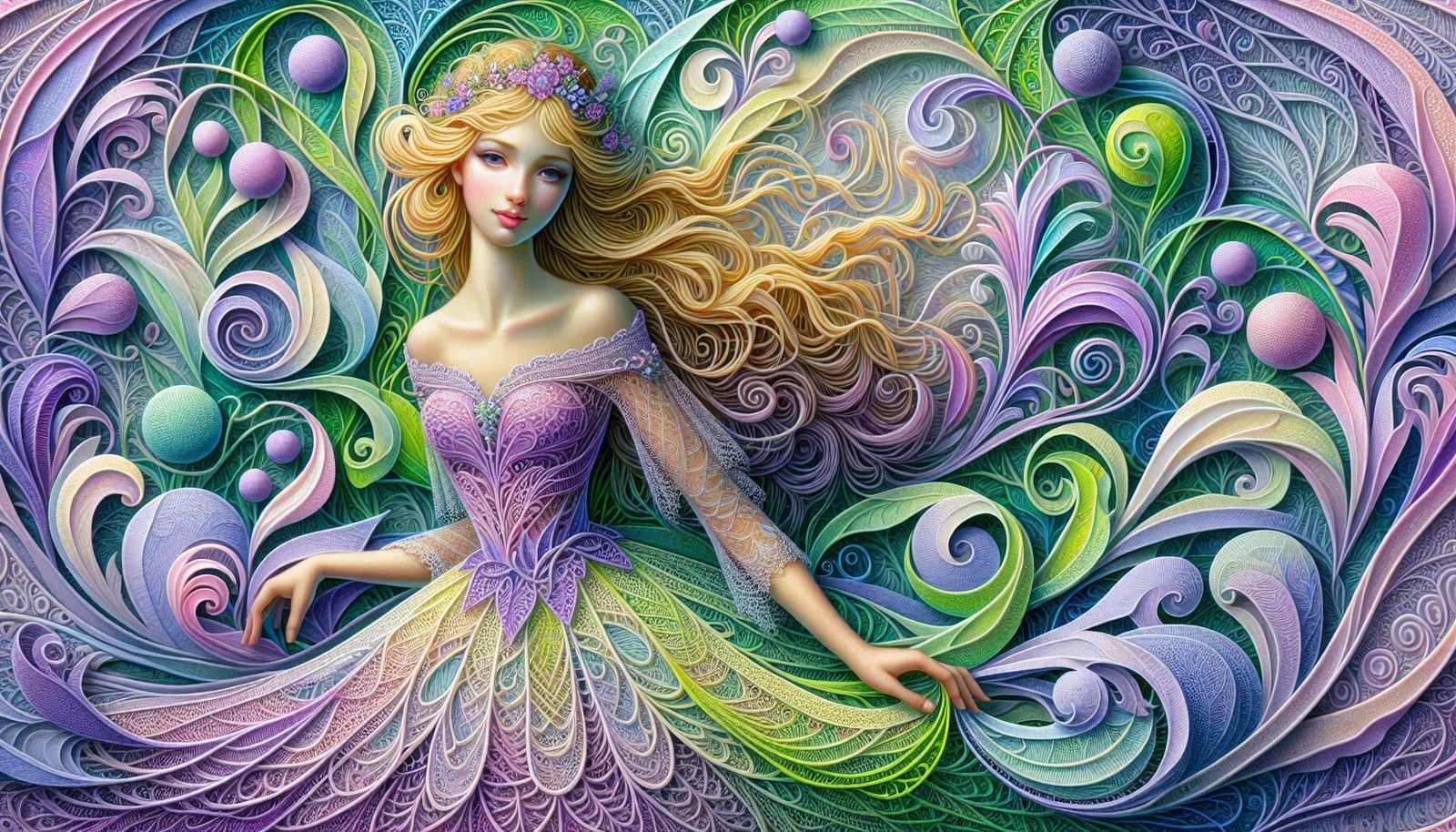 Lavender and chartreuse princess