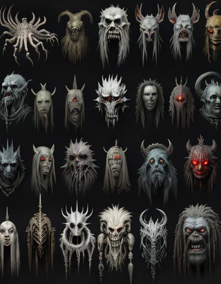 Monster design concept diversity realistic in oils realism creepy