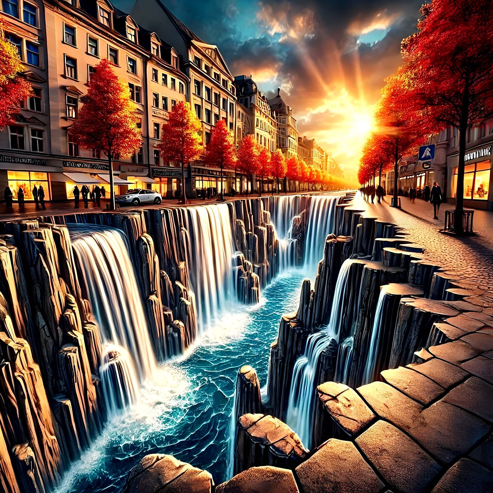 cascading waterfalls