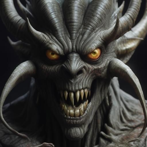 Extremely detailed skin Extremely terrifying and absolutely creepy insanely dreadful following realistic demon monster that is an extremely...