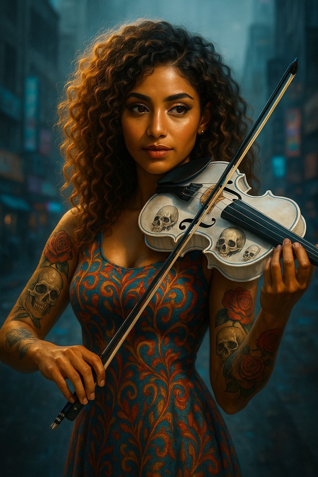 violoniste couleur caramel rock