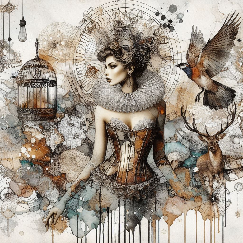 Deer and Birdcage collage