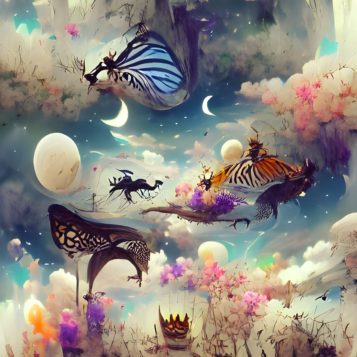 butterflies and zebras and moon beams and fairy tales AI Generated