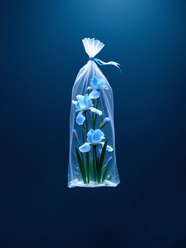 Blue Irises in Weightless Serenity