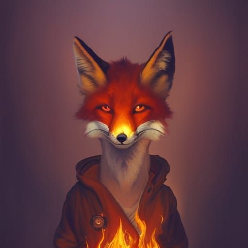 A fox with a flame as a tail