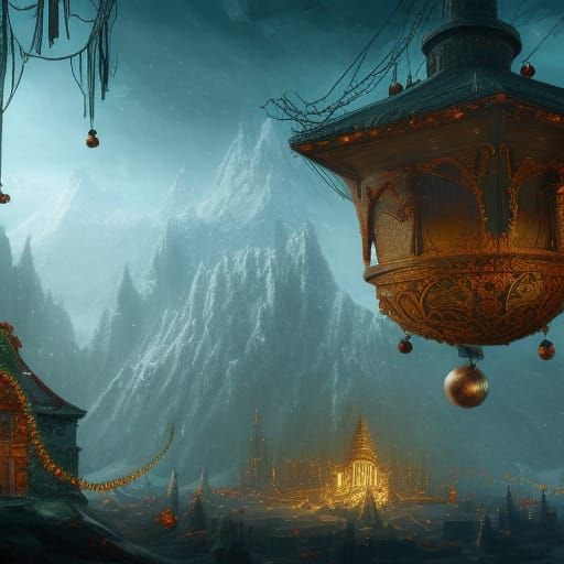 Intricate Christmas Ornament Concept Art in 8k