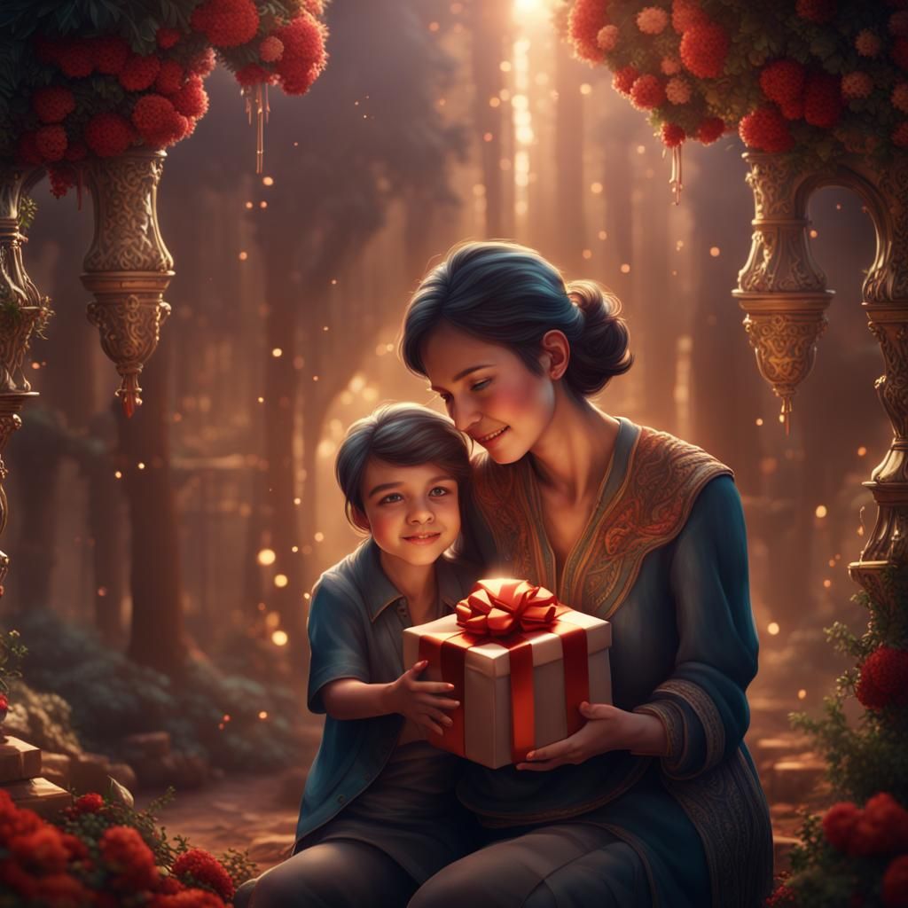 THANK YOU, MOM: beautiful little son expresses his gratitude to his mother by presenting her with a gift ...  by @Montserrat
