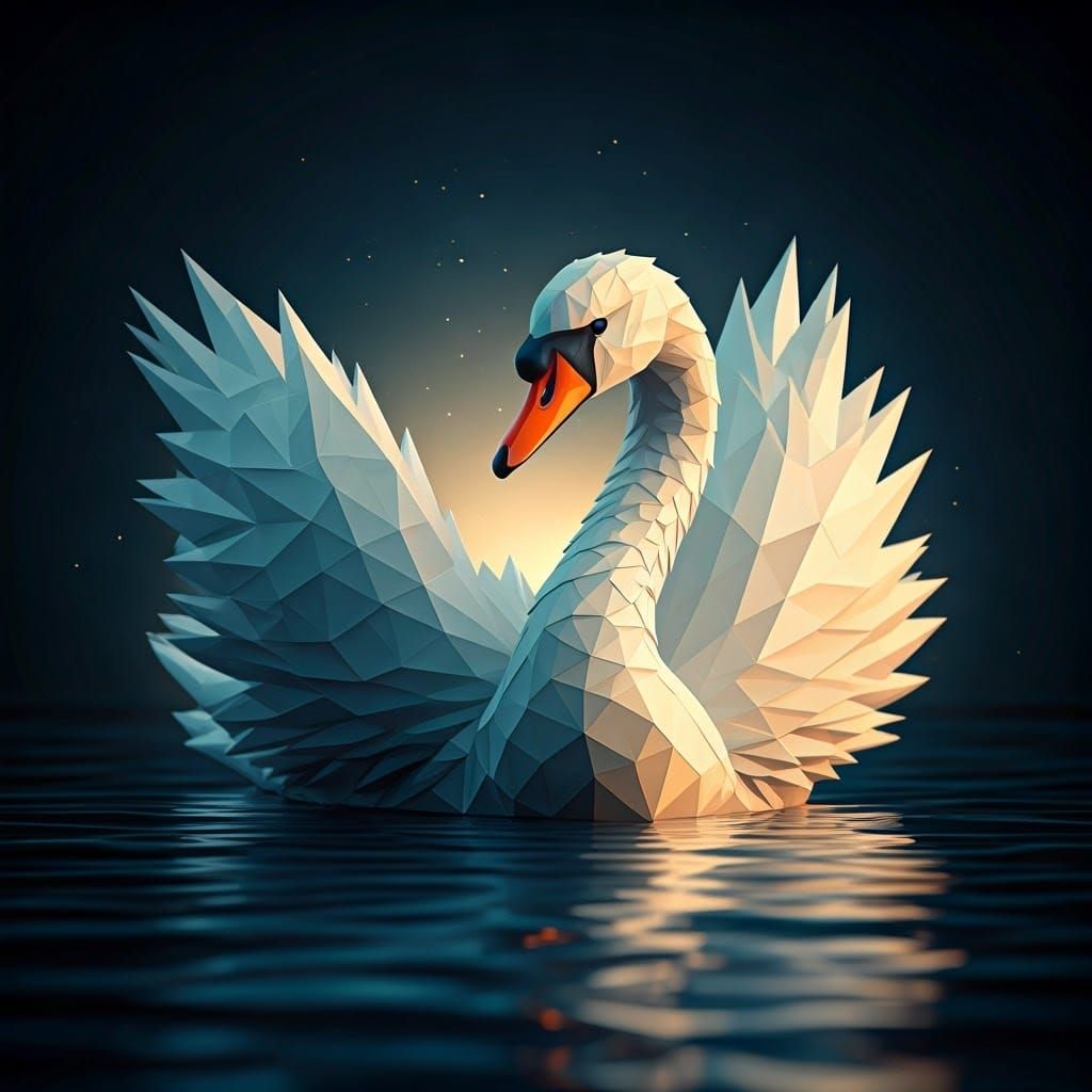 ברבור פורש כנפיים אורגינמי  by @OMANUT