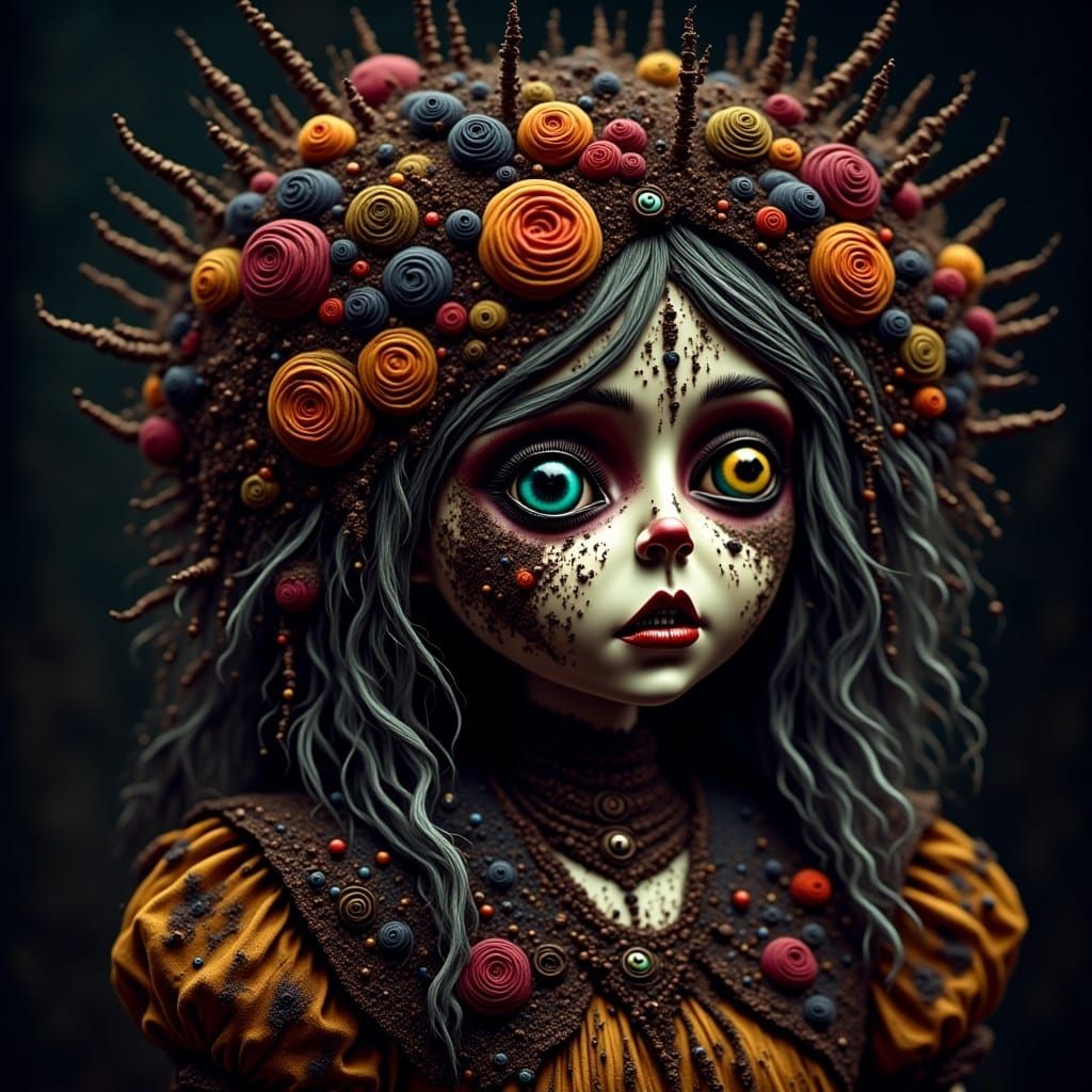 <lora:Creepy Dolls:1.0> a scary macabre halloween voodoo doll
