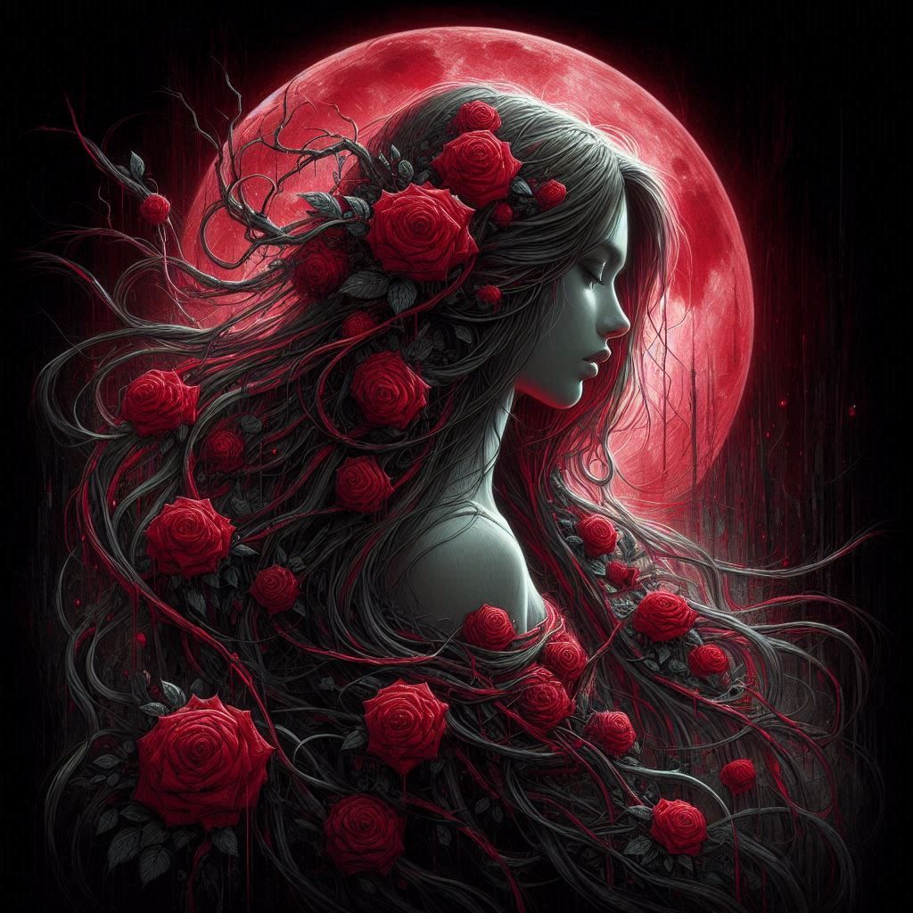 A Rose Lady & Blood Moon