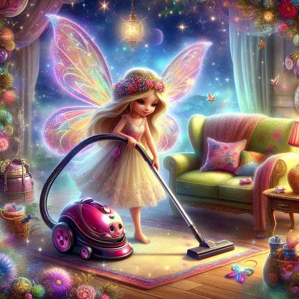 fairy vacuuming