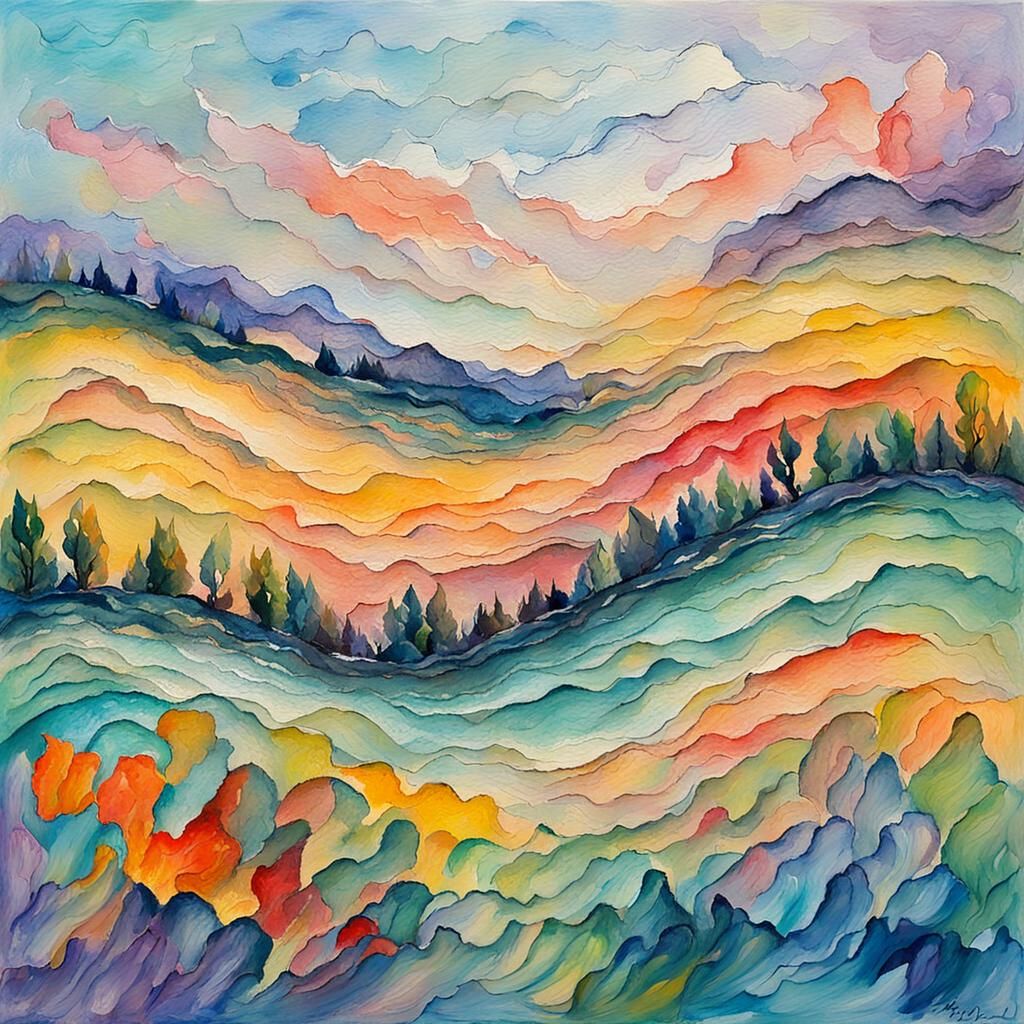 abstract image of colorful watercolor, in pastel tones, impr...