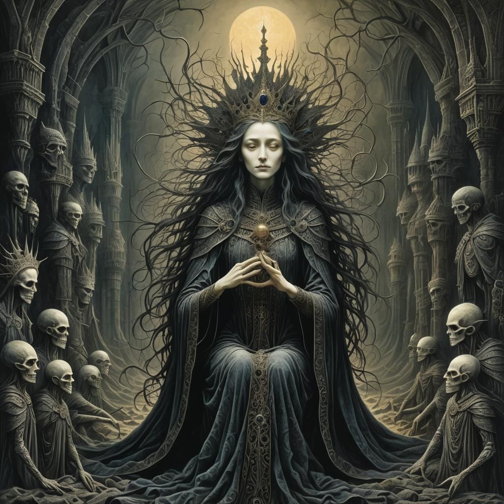 “Queen of Shadows” epic dark fantasy masterpiece by Gustave ...