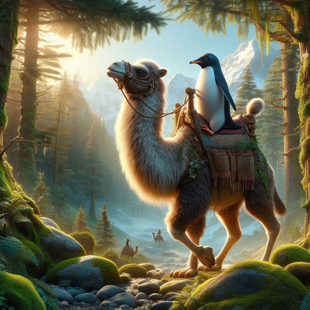 Penguin Riding Camel