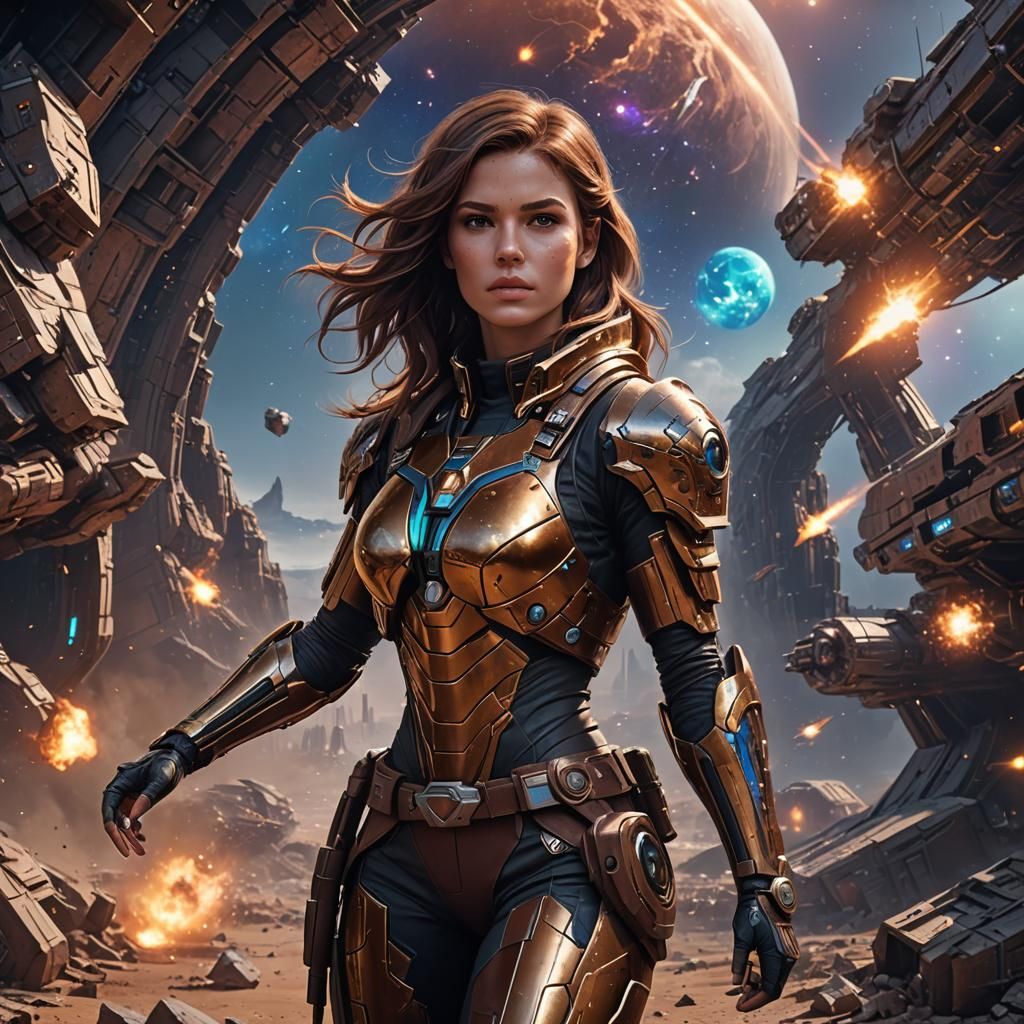 Super Beautiful Brown Haired Cosmic War girl