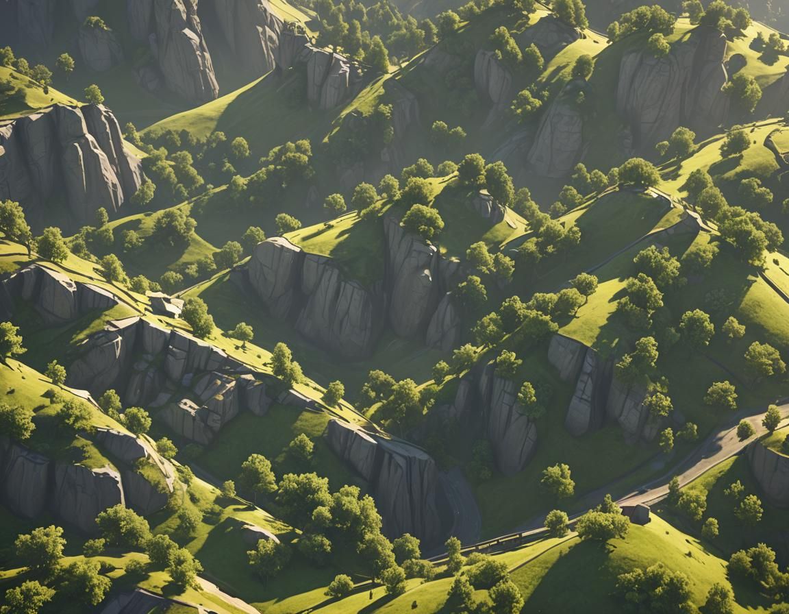 sunshine between hills