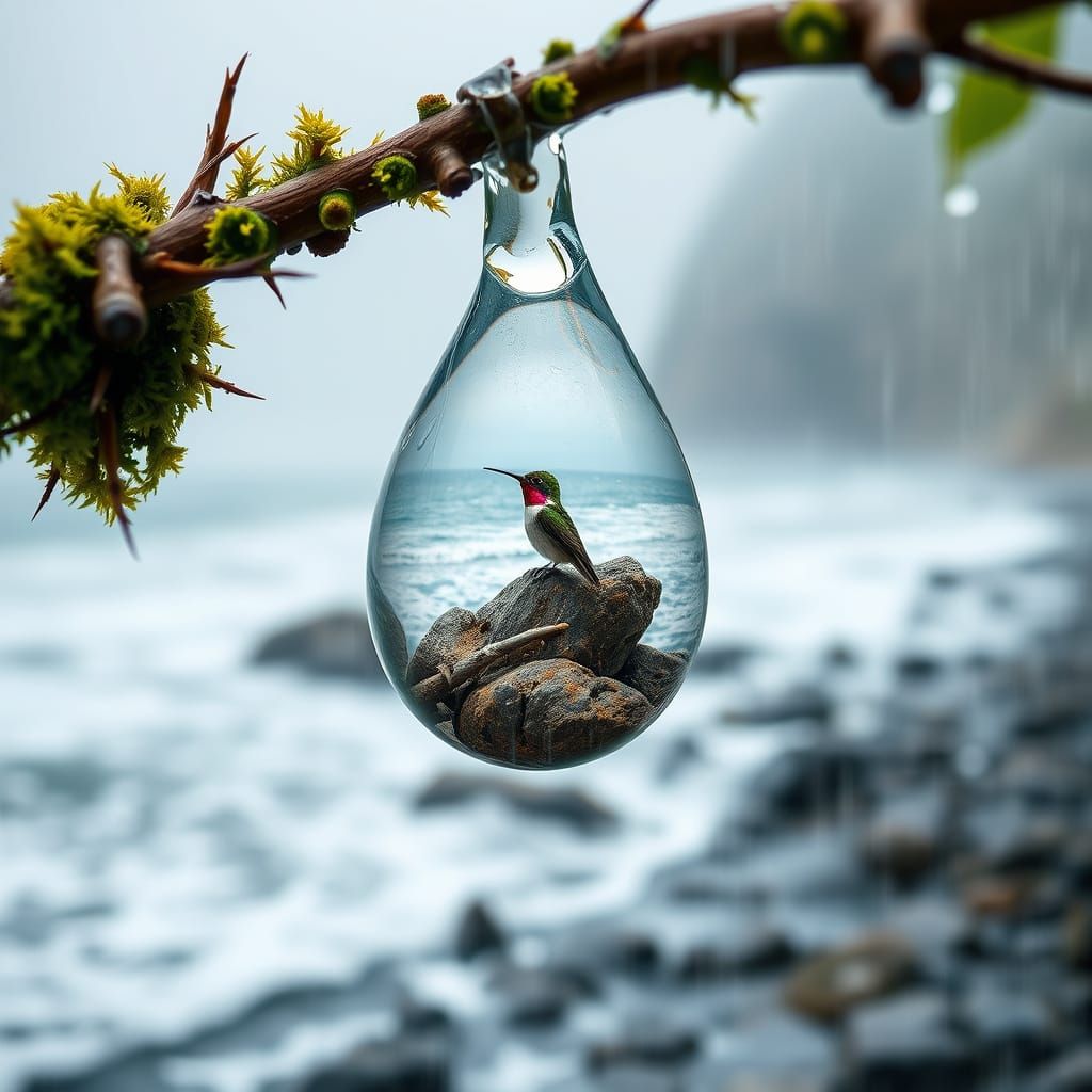 Hummingbird's Dream: A Double Exposure Macro Photograph