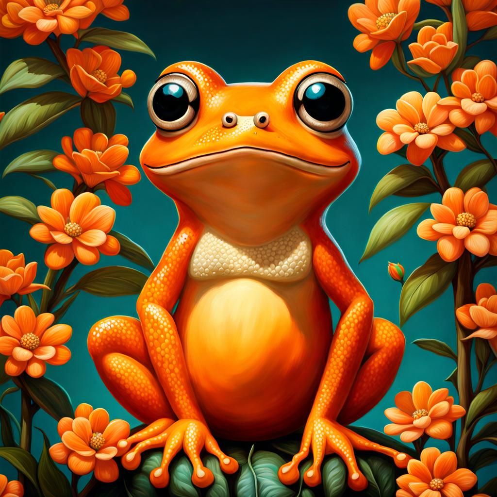 An orange tree frog - AI Generated Artwork - NightCafe Creator