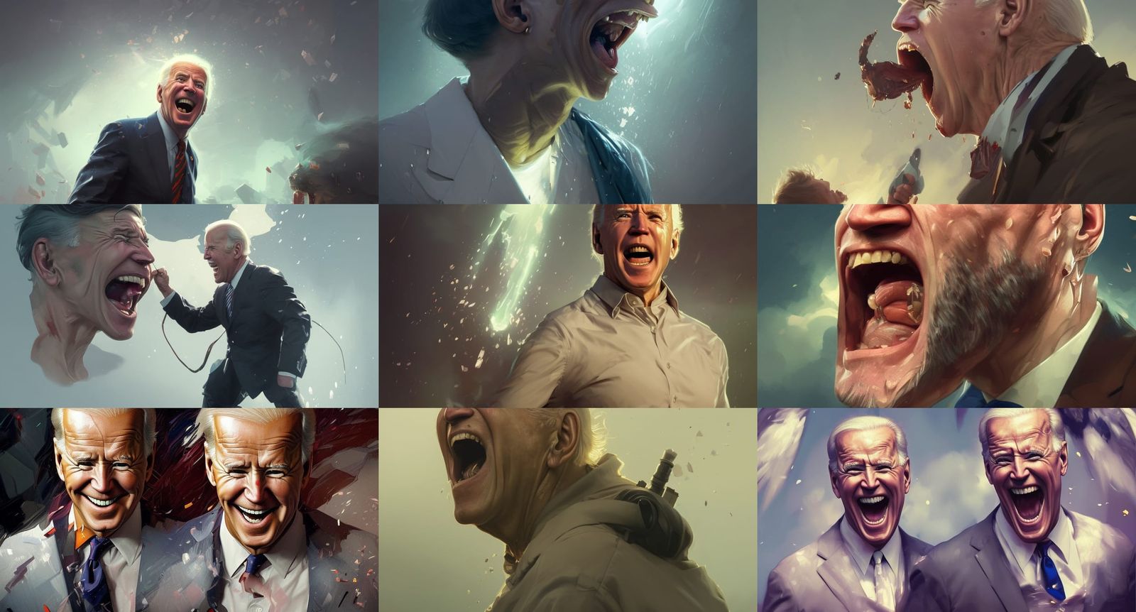 Joe Biden screaming like a baby joyful head and shoulders po...