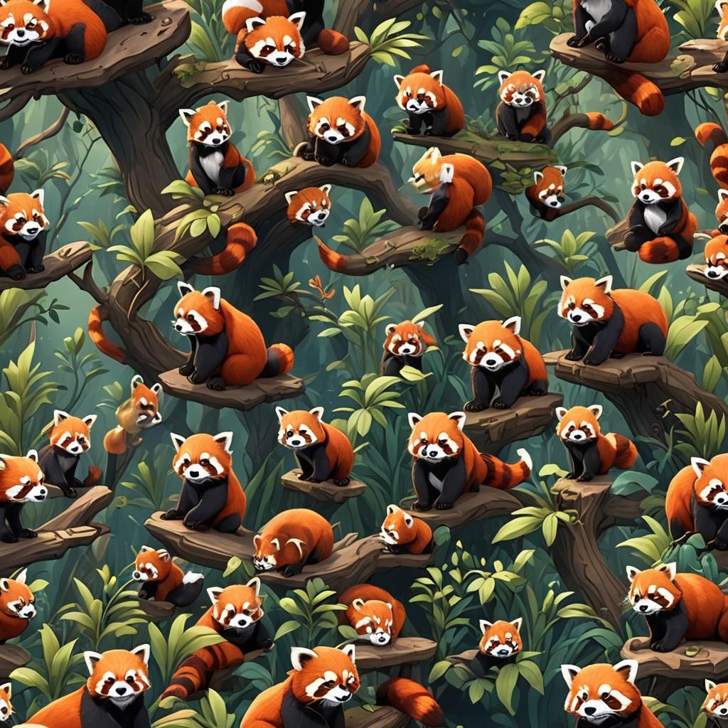 cartoon red pandas