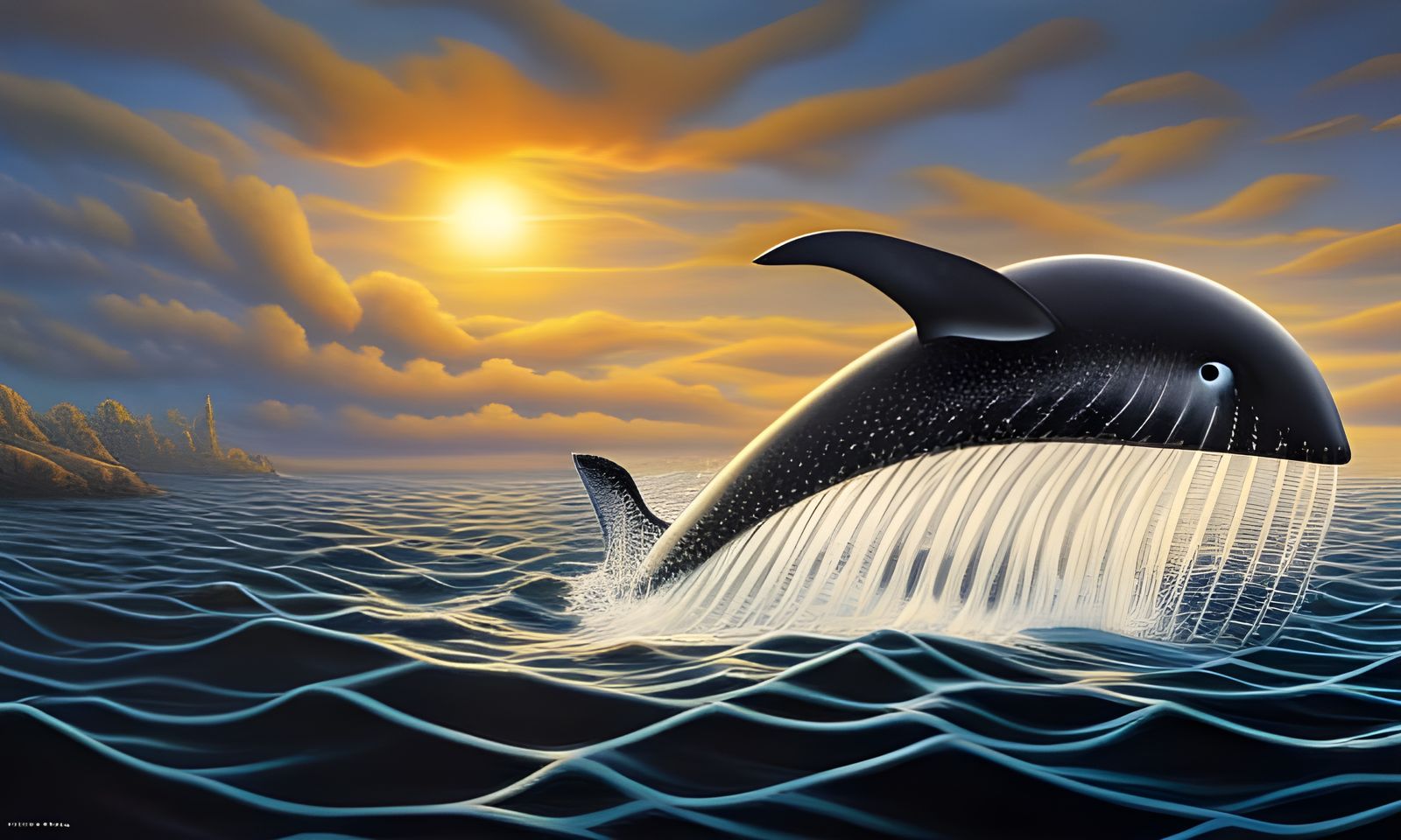 sunset whale - AI Generated Artwork - NightCafe Creator