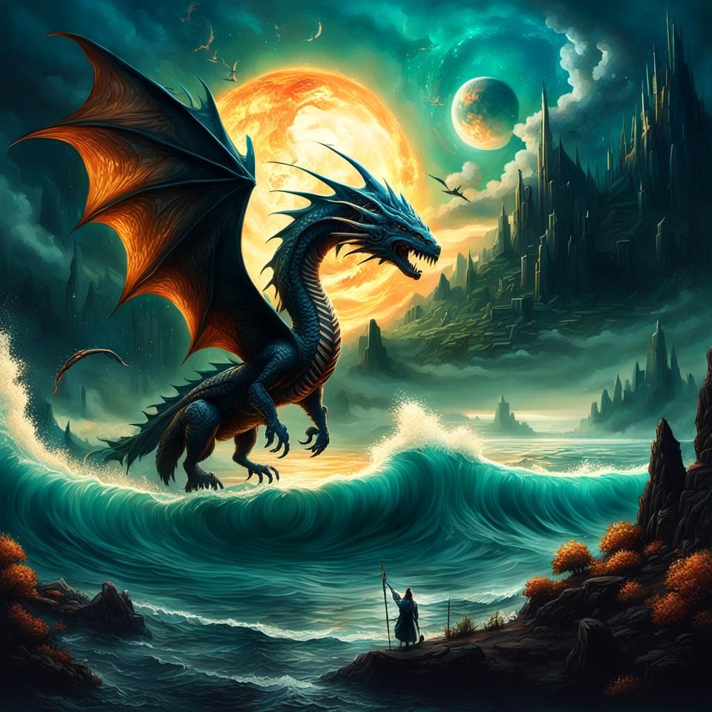 Добавь больше деталей, дракон должен быть в полете
