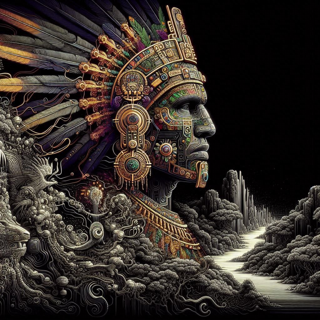 Aztec Man Wearing Jewelry Made in Fire 1