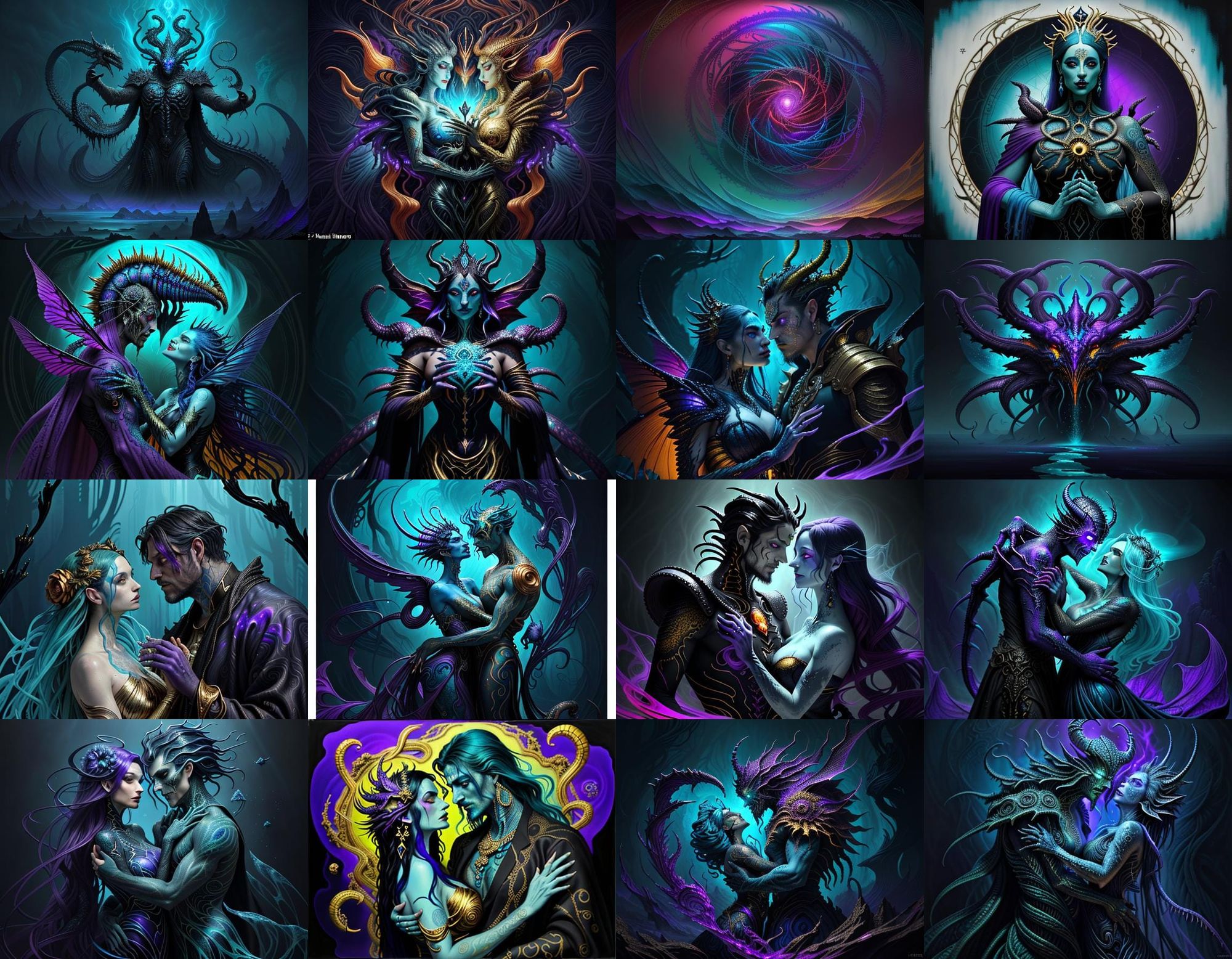 Hyper-realistic-abstract dark fantasy. medium shot. Twisted, nightmarish terrain of harsh, inhospitable biomes, set with vibrant seasons, an...