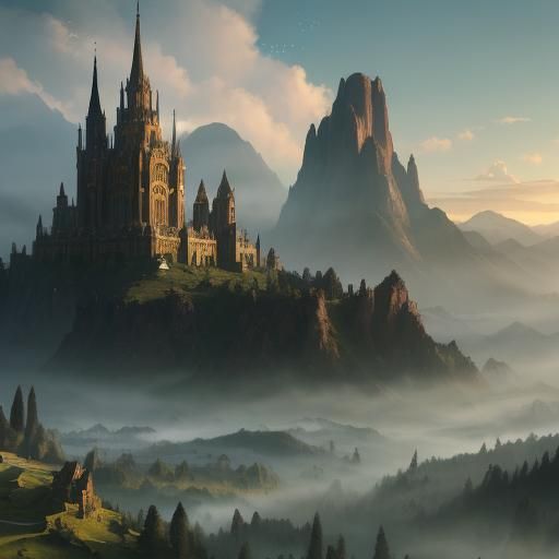 Fantastical Landscape with Majestic Architecture in Fantasy ...