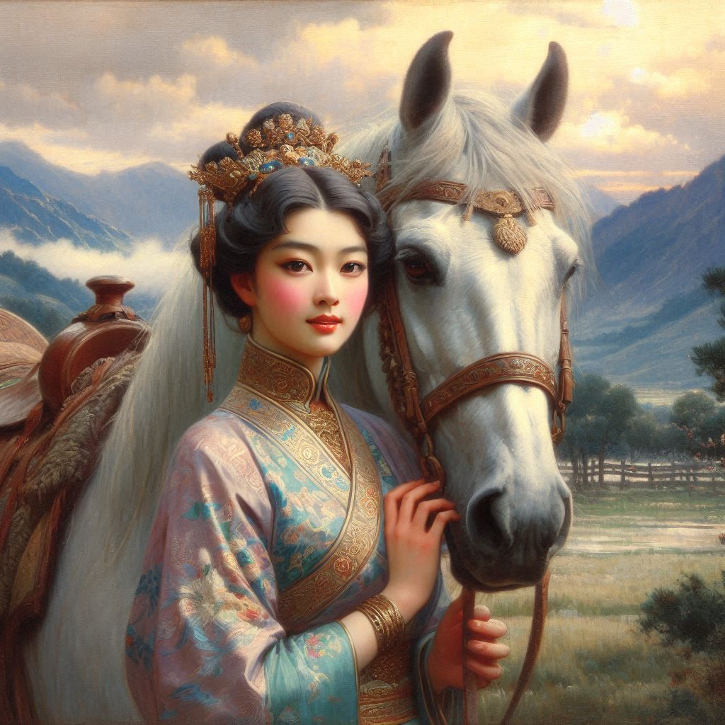 Portrait 1890,s woman with horse.