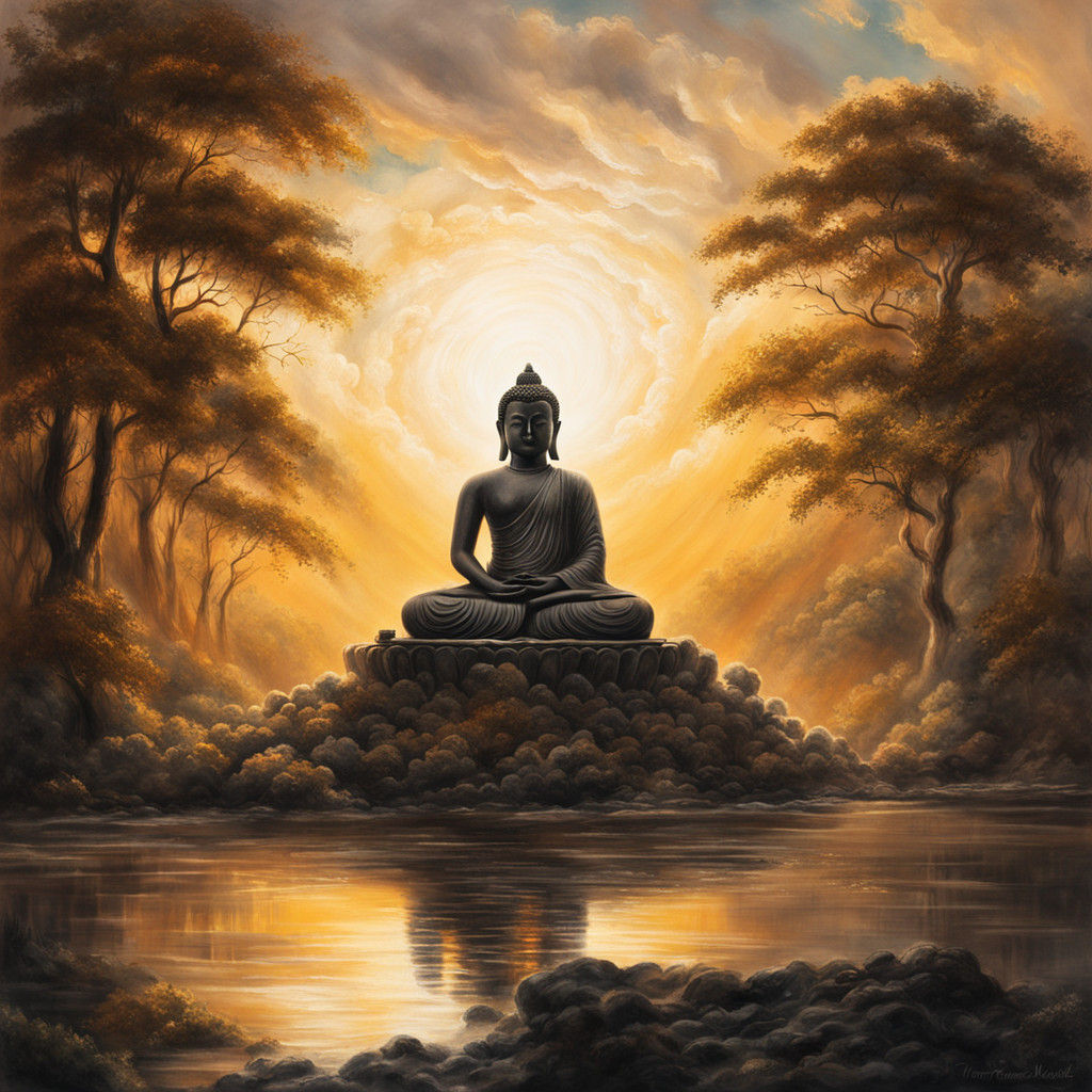 Ethereal Buddha in Radiant Charcoal Masterpiece