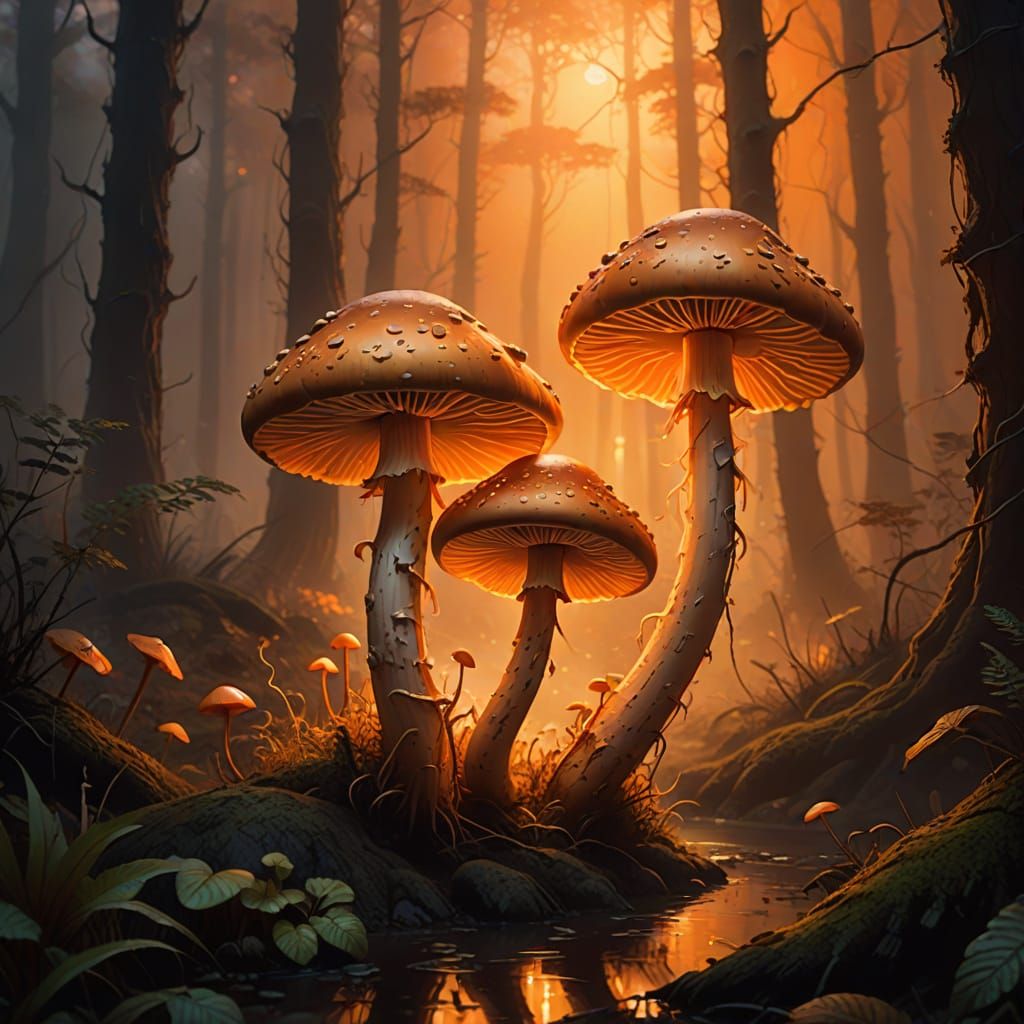 Golden hour mushrooms  by @Plats