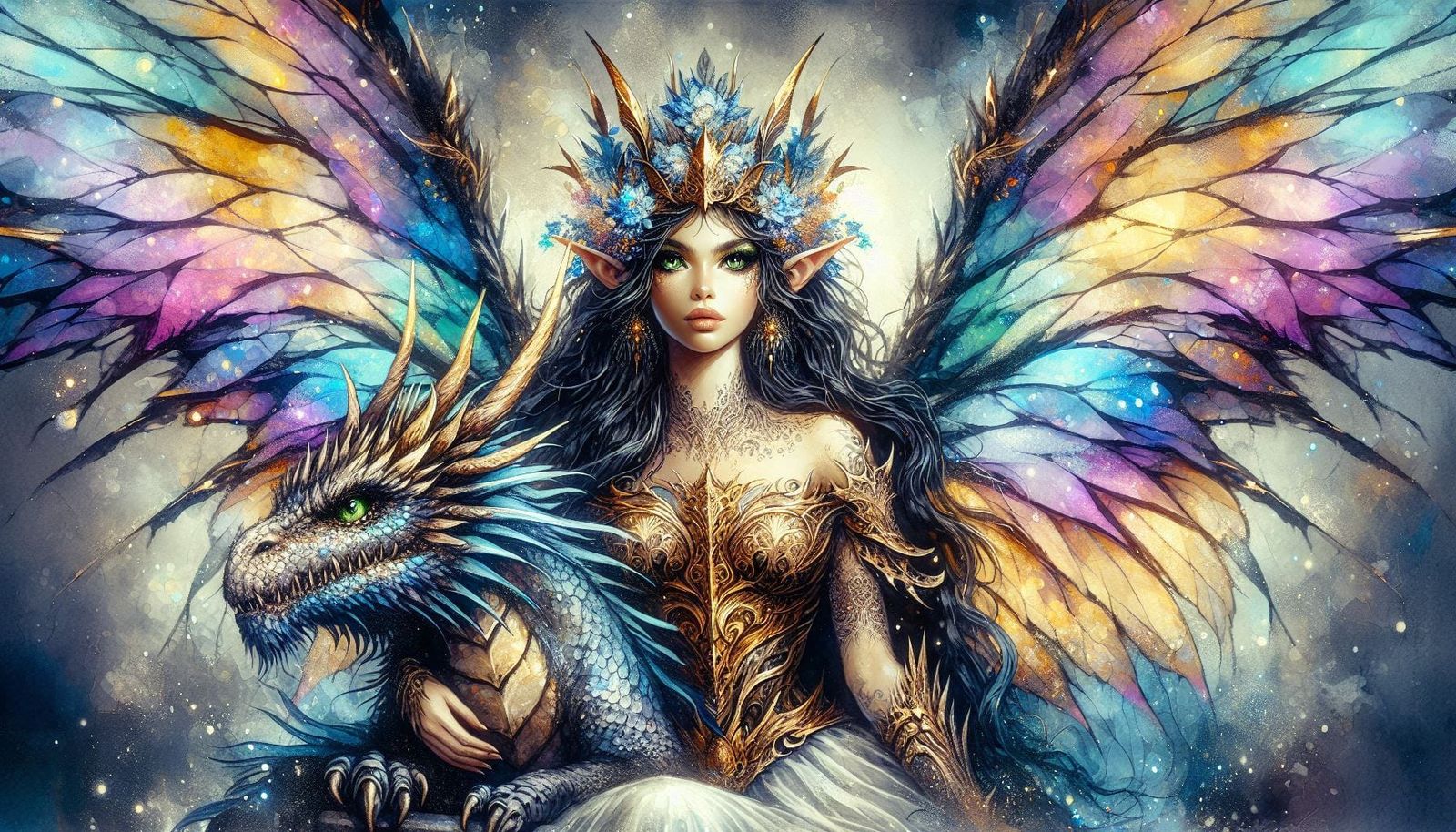 Fairy Queen With Her Pet Dragon