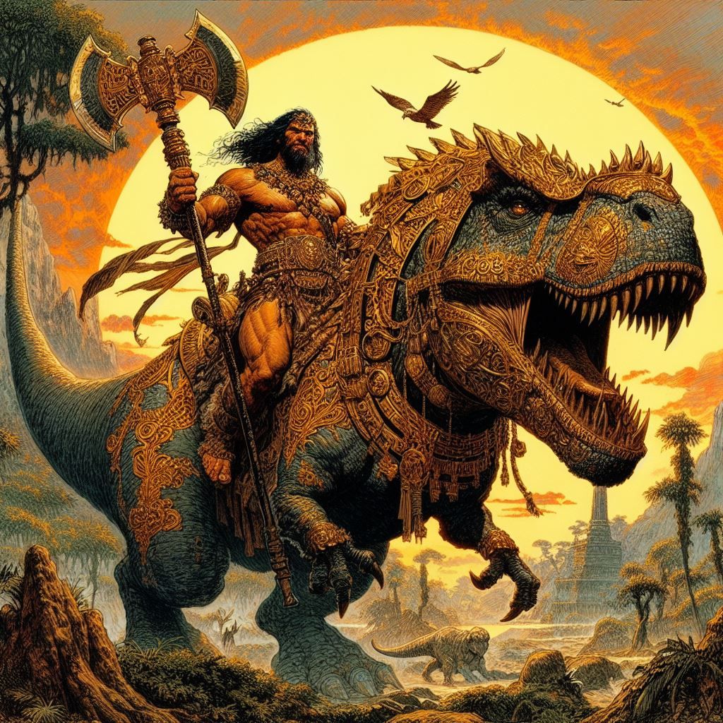 Barbarian on a T-Rex!