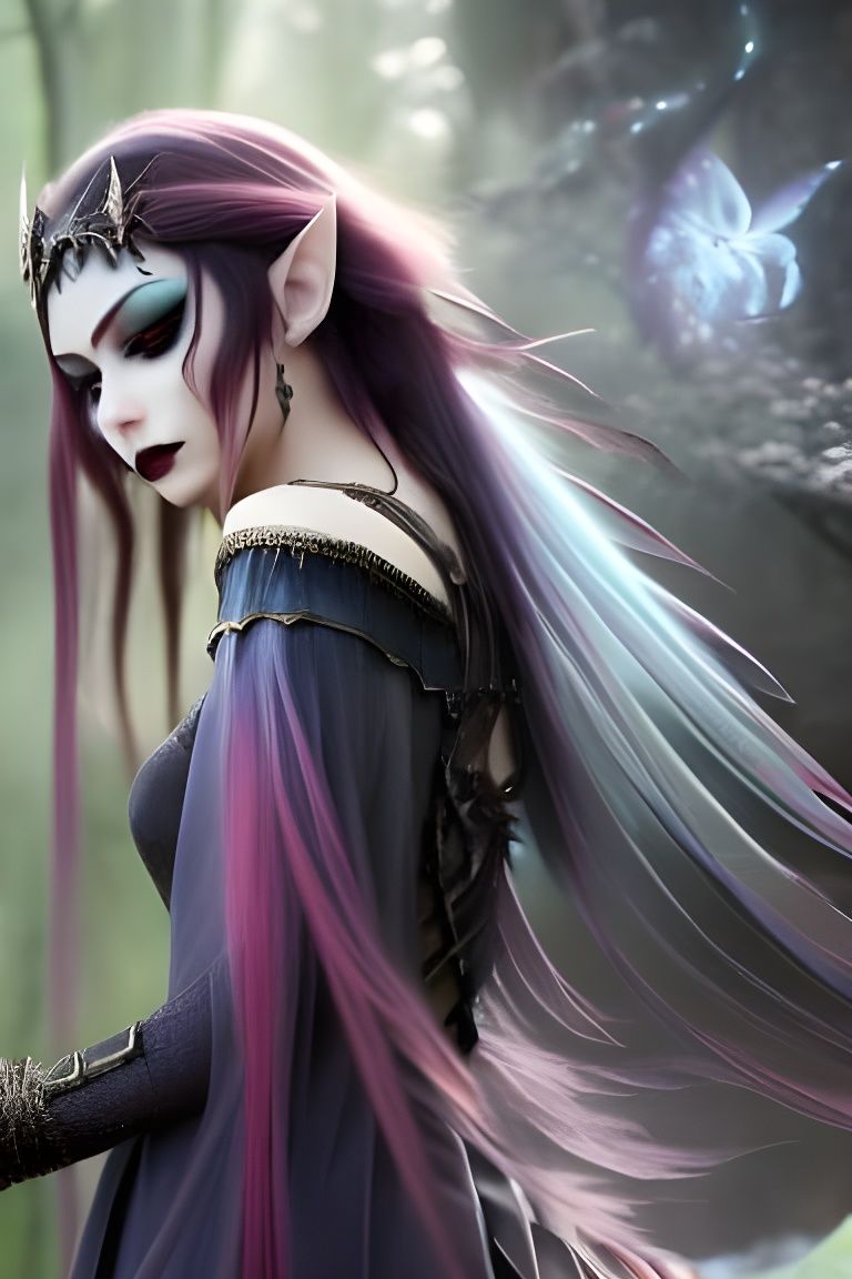 Beautiful gothic black matte fairy elf