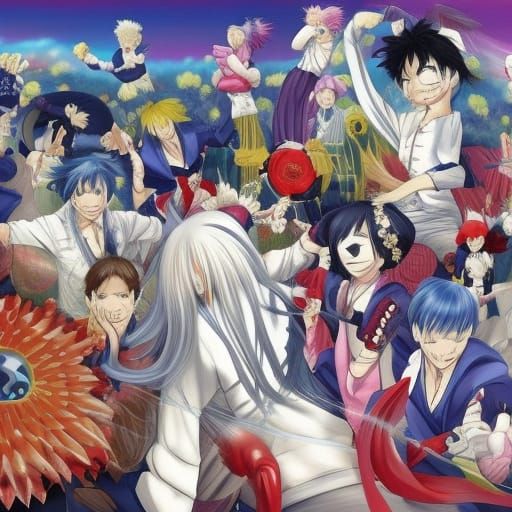 Anime Boy with White Hair and Golden Headphones