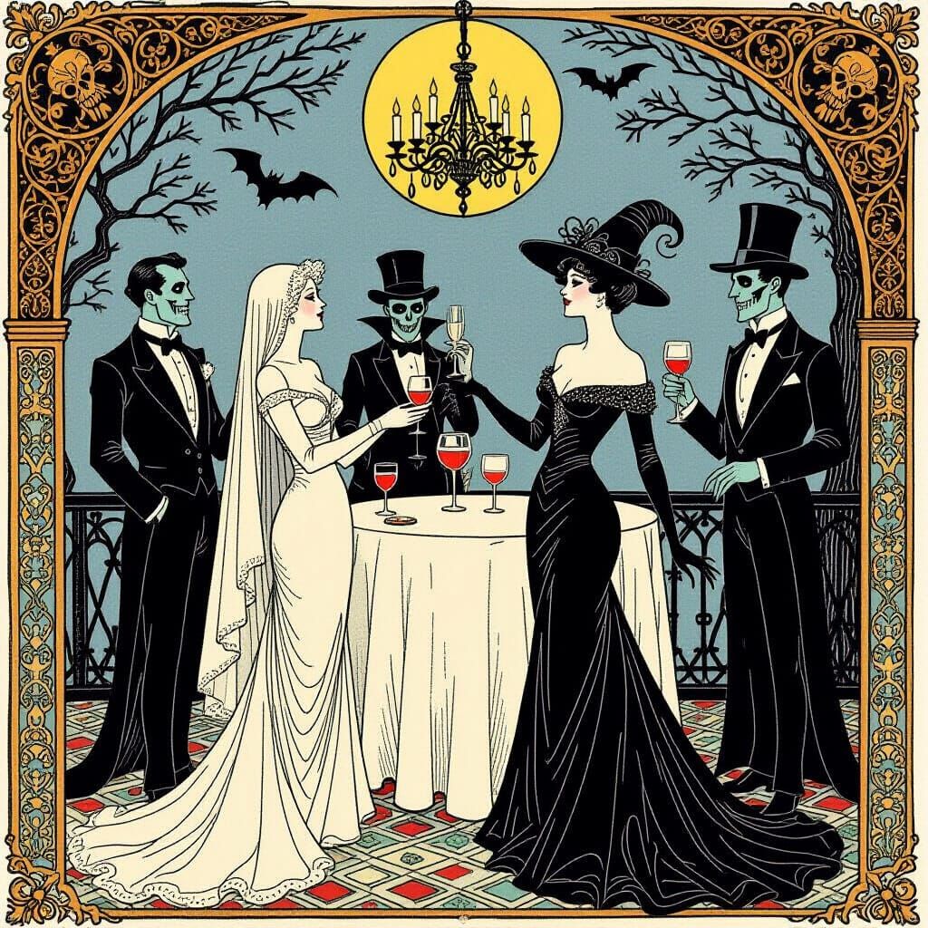 Aubrey Beardsley Art Nouveau vampires, ghosts and zombies illustration. drawing by Aubrey Beardsley ...  by @Twinkletoast
