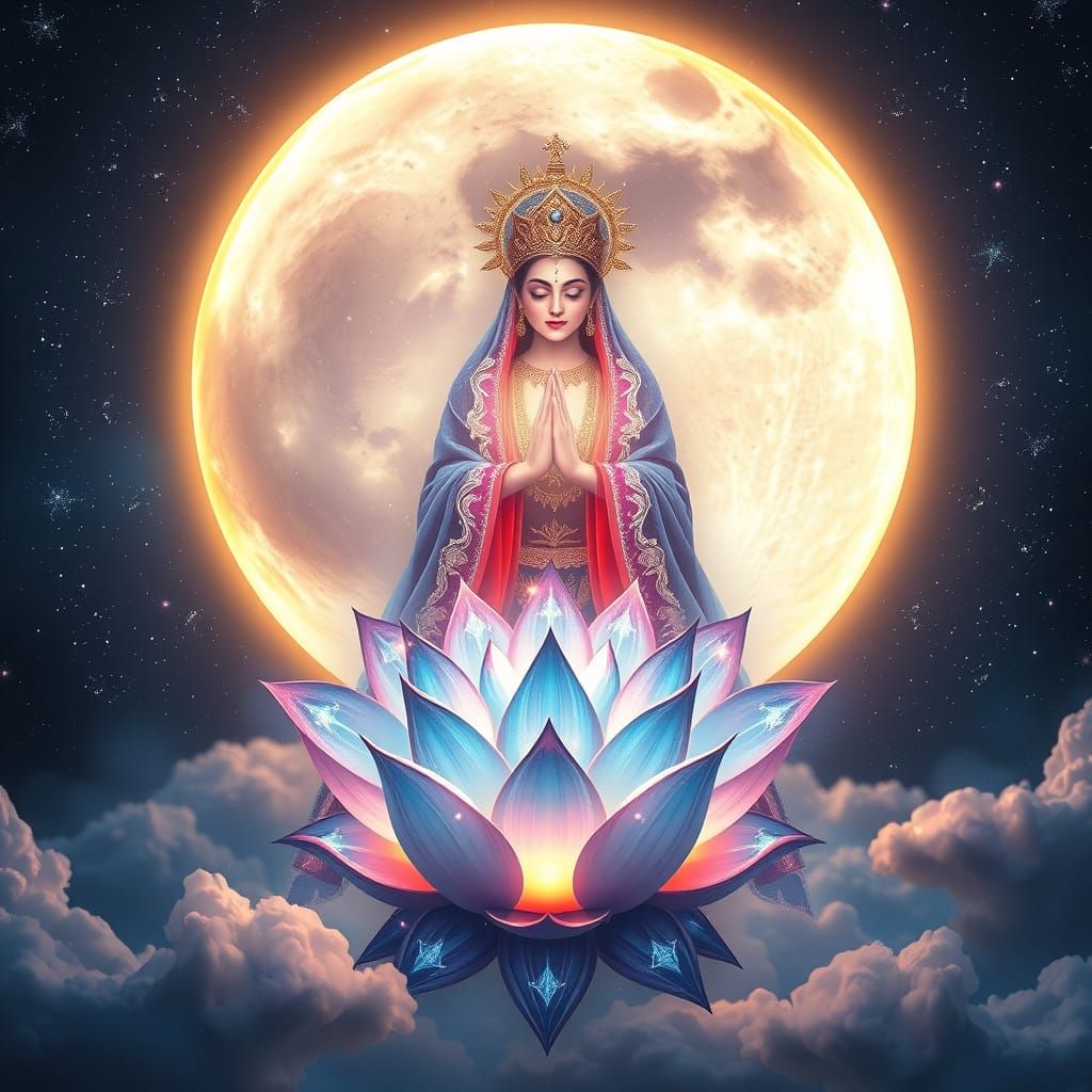 Dreamlike Moon Meets Goddess of Creation in Celestial Harmon...