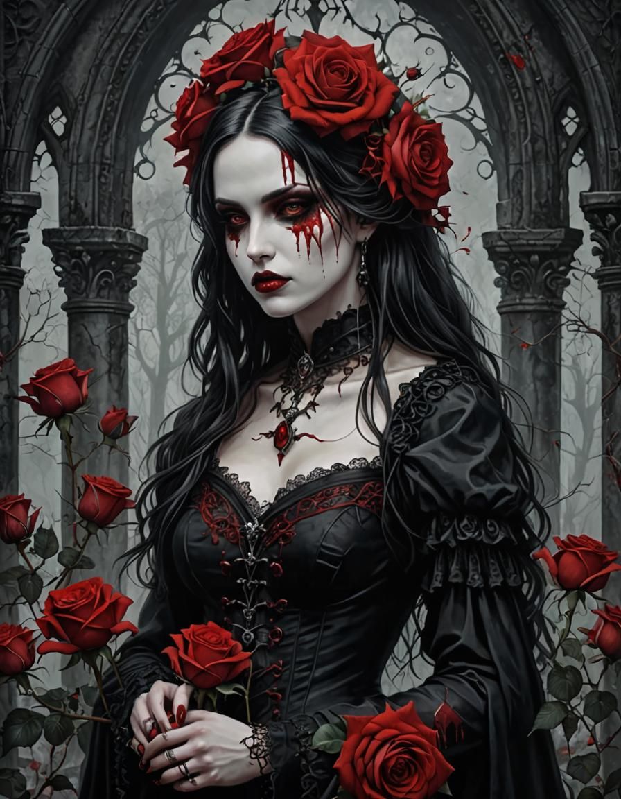 Blood Red Roses 🌹   by @ConnieLynnArt