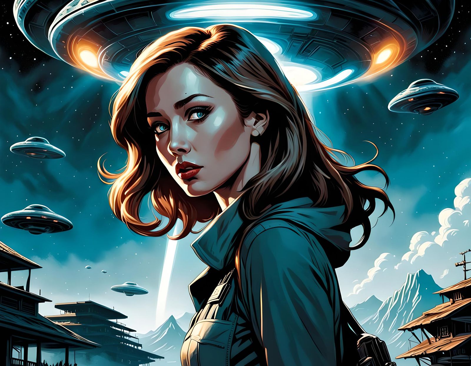 Beautiful young lady abducted by ufo, movie poster