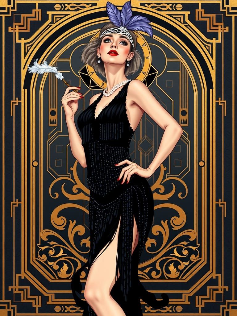 Lavender and black, Art Deco, 1920s flapper