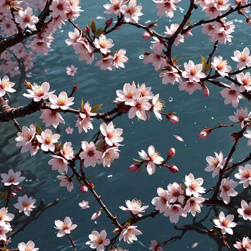 Cherry Blossoms in Water